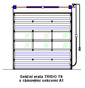 Sekční vrata TRIDO T6 s rámovými sekcemi A1
