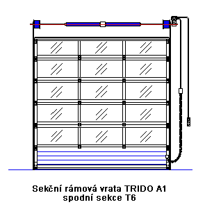 Sekční rámová vrata TRIDO A1 spodní sekce T6