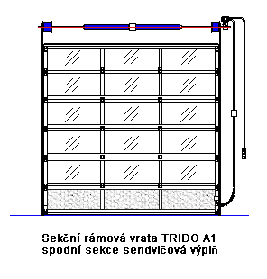 Sekční rámová vrata TRIDO A1 spodní sekce sendvičová výplň
