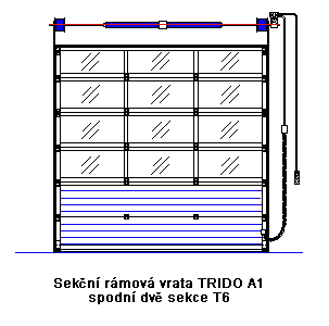 Sekční rámová vrata TRIDO A1 spodní dvě sekce T6